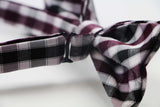 Mens Black, White & Maroon Patterned Cotton Bow Tie