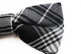Mens Black & White Plaid Patterned Cotton Bow Tie
