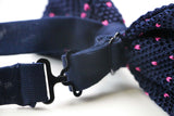 Mens Navy With Pink Knitted Bow Tie