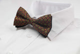 Mens Brown, Orange & Green Patterned Bow Tie
