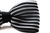 Mens Black & White Horizontal Stripe Knitted Bow Tie