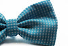 Mens Light Blue Plain Coloured Bow Tie With White Polka Dots