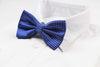 Mens Dark Blue Plain Coloured Bow Tie With White Polka Dots