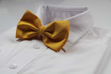 Mens Yellow Plain Coloured Bow Tie With White Polka Dots