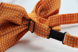 Mens Orange Plain Coloured Bow Tie With White Polka Dots