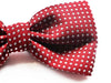 Mens Red Plain Coloured Bow Tie With White Polka Dots