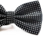 Mens Black Plain Coloured Bow Tie With White Polka Dots