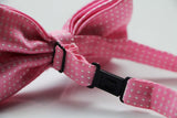 Mens Light Pink Plain Coloured Bow Tie With White Polka Dots