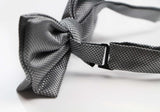 Mens Dark Silver Plain Coloured Checkered Bow Tie