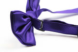 Mens Dark Purple Plain Coloured Checkered Bow Tie