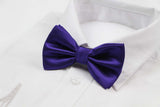 Mens Dark Purple Plain Coloured Checkered Bow Tie