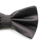 Mens Dark Brown Plain Coloured Checkered Bow Tie