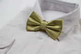 Mens Honey Yellow Plain Coloured Checkered Bow Tie