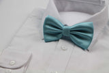 Mens Sky Blue Plain Coloured Checkered Bow Tie