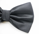 Mens Gunmetal Plain Coloured Checkered Bow Tie