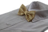 Mens Solid Gold Colour With Checkered Pattern Bow Tie
