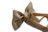 Mens Solid Gold Colour With Checkered Pattern Bow Tie