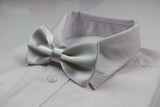 Mens White Solid Plain Colour Bow Tie