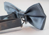 Mens Grey Solid Plain Colour Bow Tie