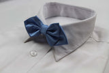 Mens Cornflower Blue Diamond Shaped Checkered Bow Tie