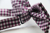 Mens Purple, White & Black Checkered Cotton Bow Tie