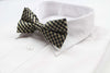 Mens Gold & Black Checkered Cotton Bow Tie