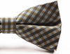 Mens Gold, White & Black Checkered Cotton Bow Tie