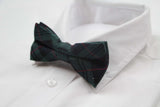 Mens Green Tarten Plaid Patterned Bow Tie