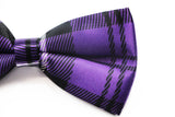 Mens Purple & Black Plaid Patterned Bow Tie