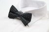 Mens Black & Silver Star Polka Dot Patterned Bow Tie