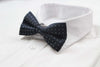 Mens Navy, Silver & Black Star Polka Dot Patterned Bow Tie