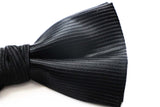 Mens Black Elegant Horizontal Stripe Patterned Bow Tie