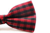 Mens Black & Red Plaid Patterned Tinsel Bow Tie
