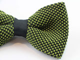 Mens Green & Black Cross-Hatched Knitted Bow Tie
