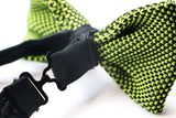 Mens Green & Black Cross-Hatched Knitted Bow Tie