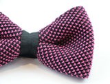 Mens Pink & Black Cross-Hatched Knitted Bow Tie