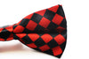 Mens Black & Red Checkered Block Patterned Bow Tie