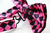 Mens Pink & Black Checkered Block Patterned Bow Tie