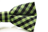 Mens Green & Black Checkered Cotton Bow Tie