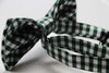 Mens Green, White & Black Checkered Cotton Bow Tie