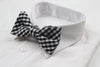 Mens Black & White Checkered Cotton Bow Tie