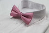 Mens Pink & White Horizontal Stripe With Silver Patterned Bow Tie