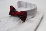 Mens Red Tarten Patterned Bow Tie With Tinsel