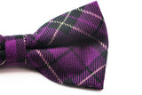 Mens Purple Tarten Patterned Bow Tie With Tinsel