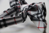 Mens White Plaid Patterned Bow Tie