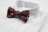 Mens Red Plaid Patterned Bow Tie