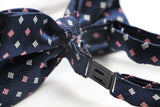 Mens Navy Square Patterned Bow Tie