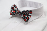 Mens Silver Leopard Print Patterned Bow Tie