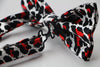 Mens Silver Leopard Print Patterned Bow Tie