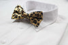 Mens Gold Leopard Print Patterned Bow Tie